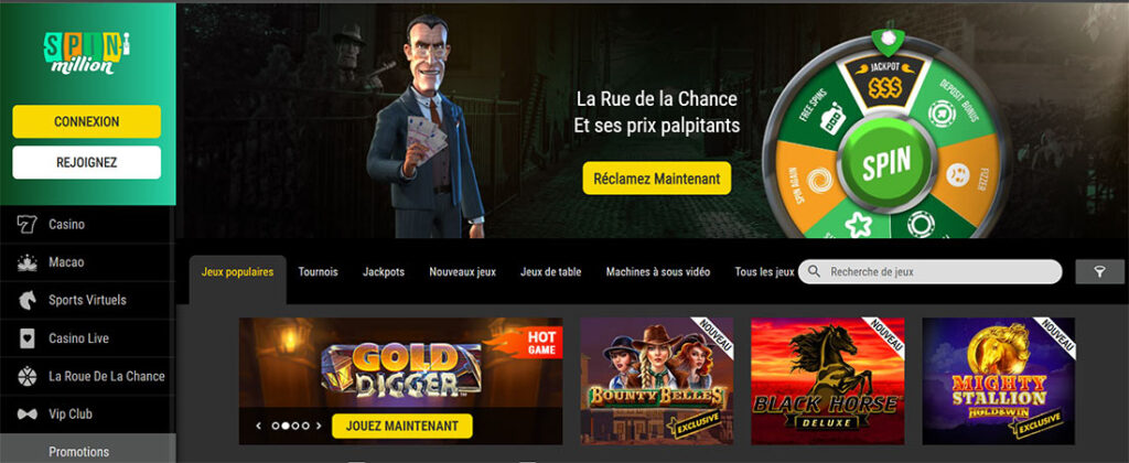 spin millions page d'accueil